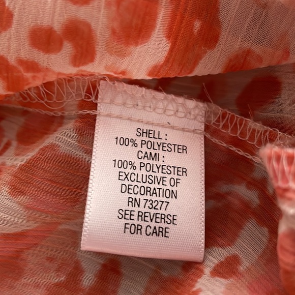 Apt. 9 Short Sleeve Lined Blouse - Salmon and Ivory - Picture 8 of 11